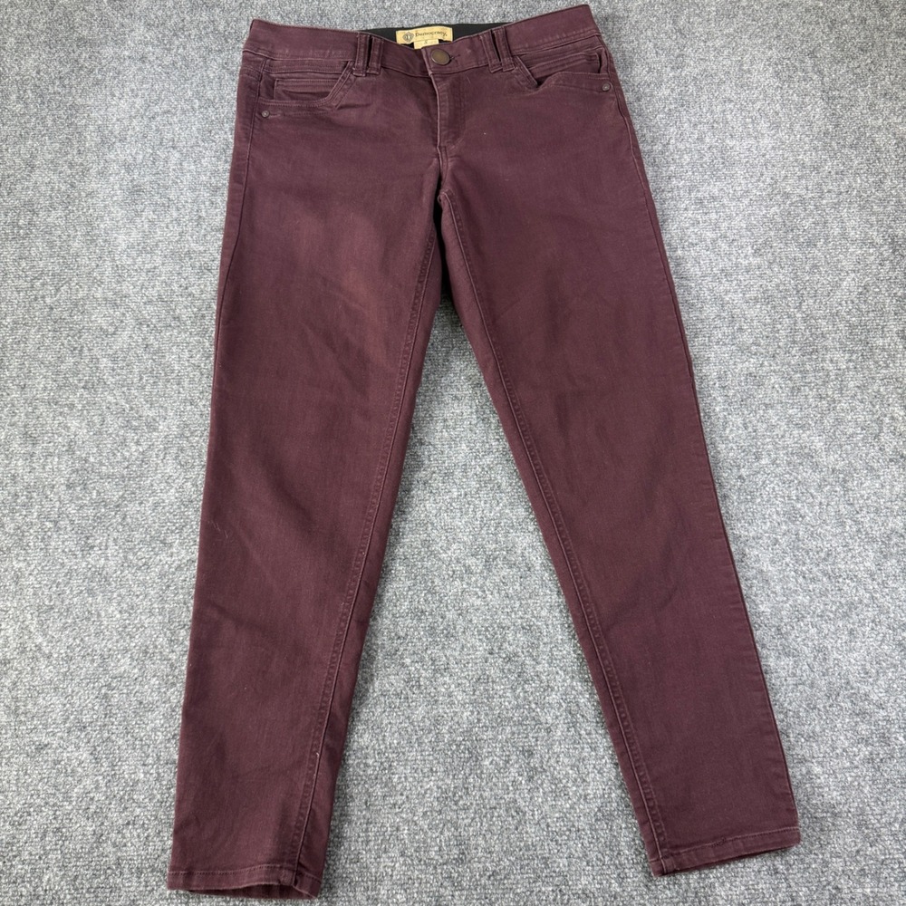 Democracy Ab Solution Slim Pants Flattering Fit Tapered Womens 8 Burgundy